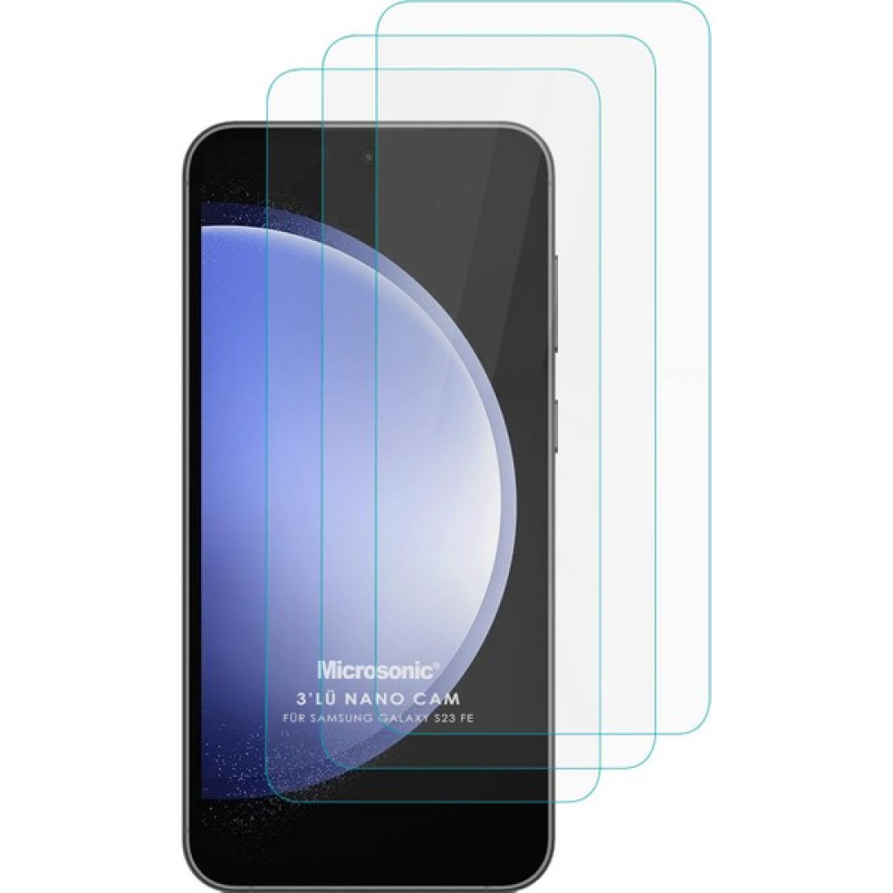 Microsonic Samsung Galaxy S23 Fe Screen Protector Nano Glass Cam Ekran Koruyucu (3`lü Paket) Cep Telefonu Ekran Koruyucusu Fiyatı