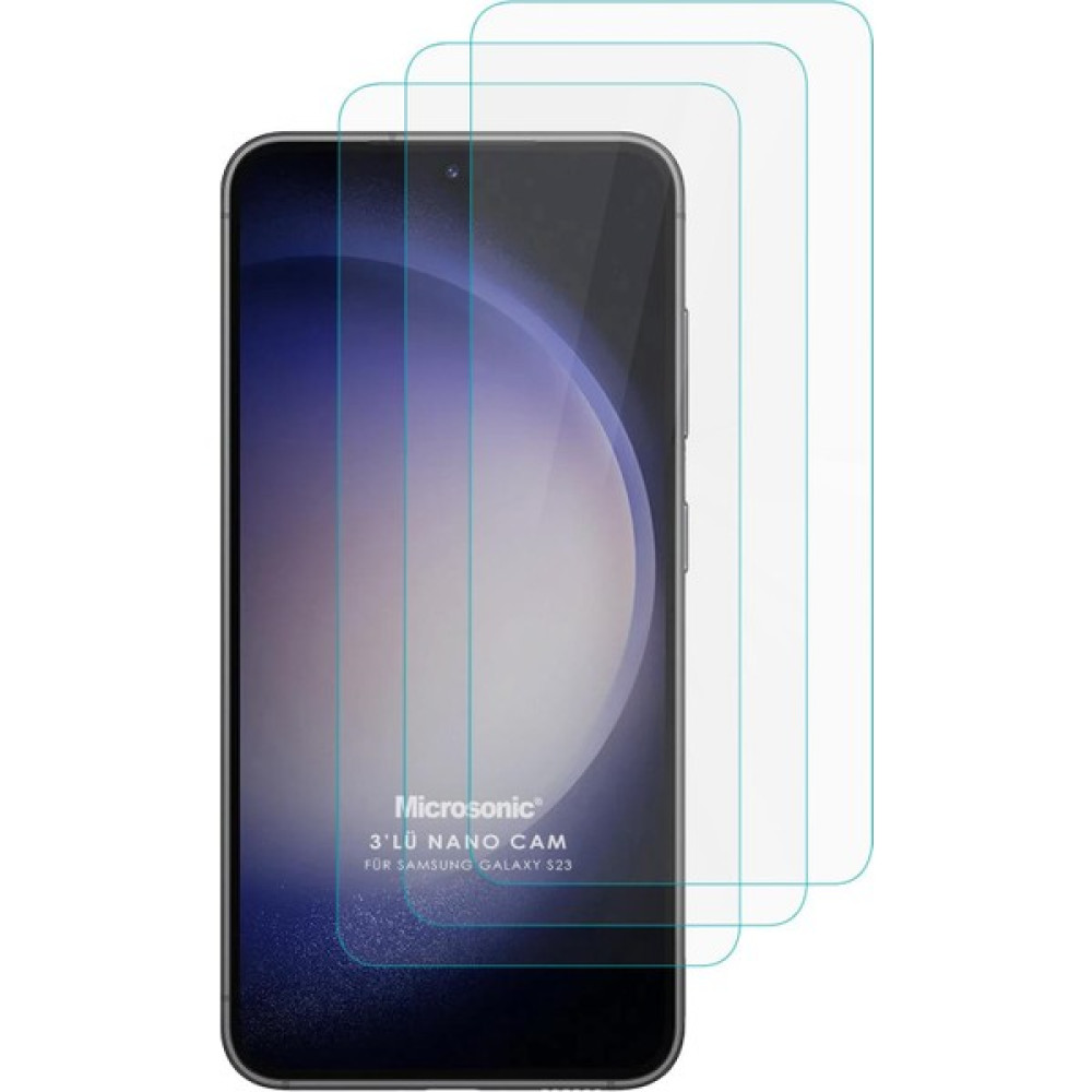 Microsonic Samsung Galaxy S23 Screen Protector Nano Glass Cam Ekran Koruyucu (3`lü Paket) Cep Telefonu Ekran Koruyucusu Fiyatı