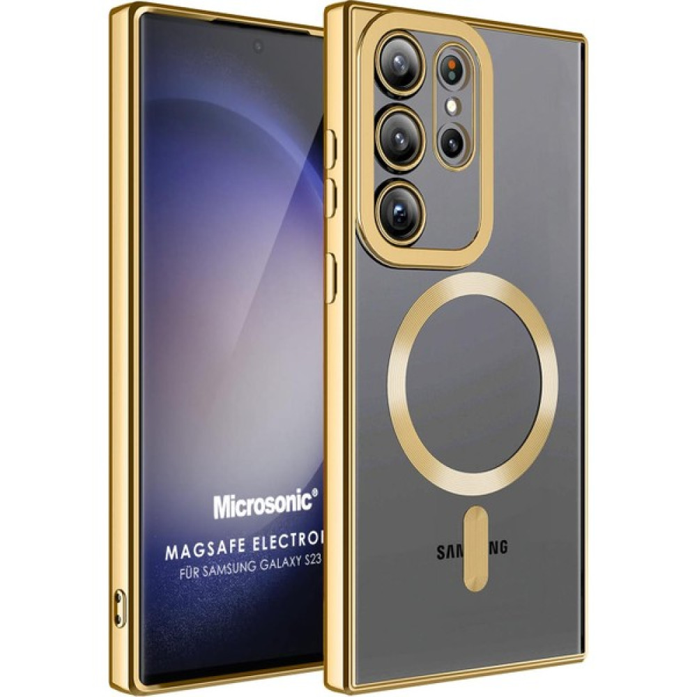 Microsonic Samsung Galaxy S23 Ultra Kılıf Magsafe Luxury Electroplate Gold Cep Telefonu Kılıfı Fiyatı