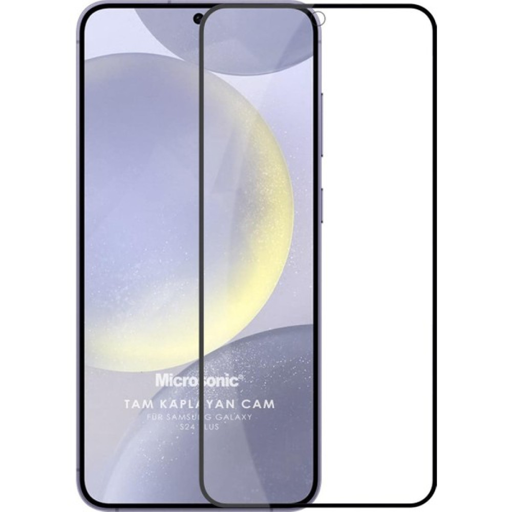 Microsonic Samsung Galaxy S24 Plus Tam Kaplayan Temperli Cam Ekran Koruyucu Siyah Cep Telefonu Ekran Koruyucusu Fiyatı