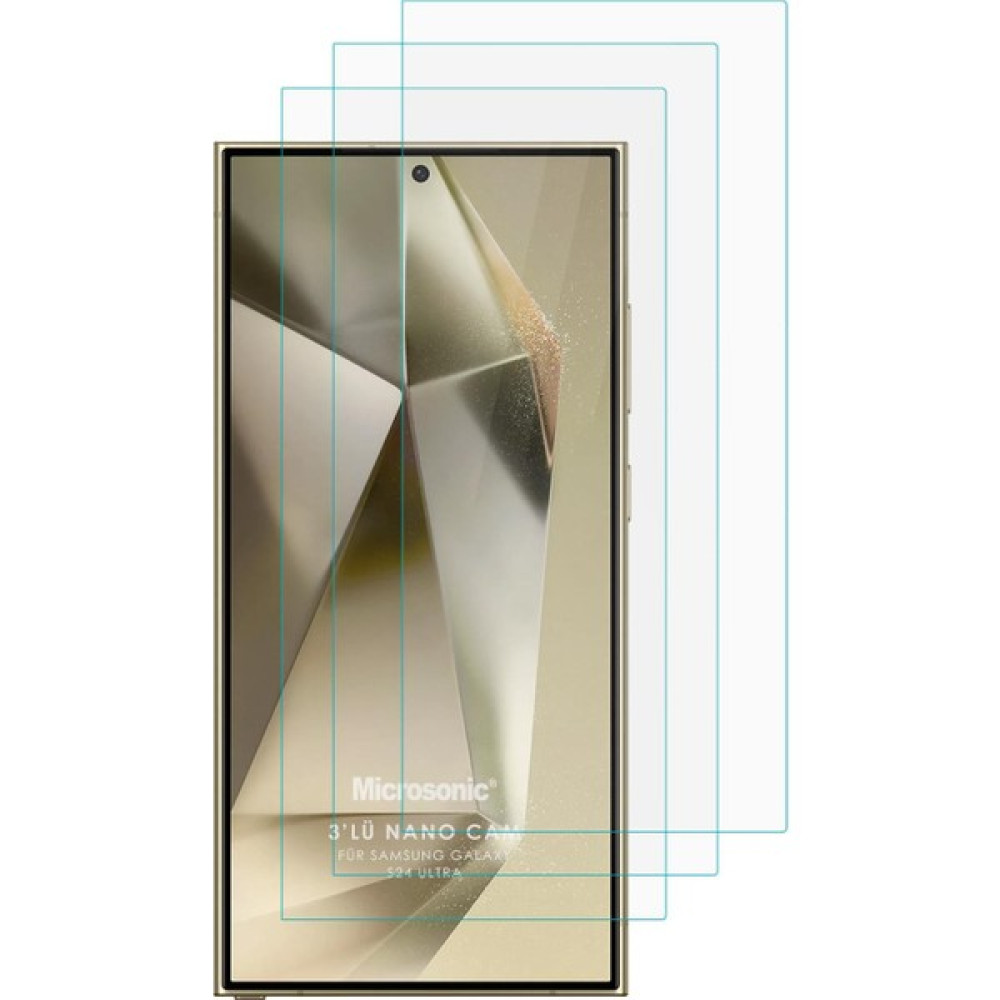 Microsonic Samsung Galaxy S24 Ultra Screen Protector Nano Glass Cam Ekran Koruyucu (3`Lü Paket) Cep Telefonu Ekran Koruyucusu Fiyatı