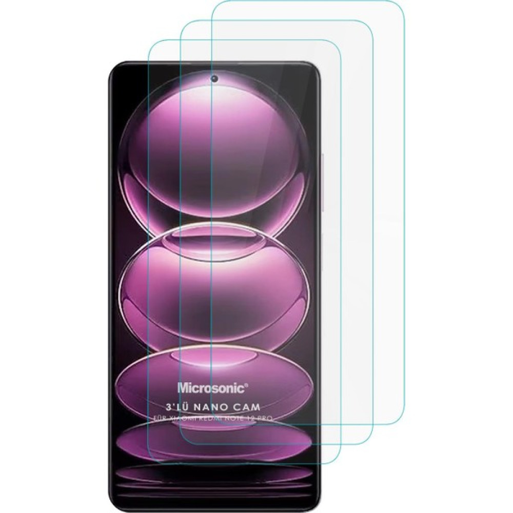 Microsonic Xiaomi Redmi Note 12 Pro Screen Protector Nano Glass Cam Ekran Koruyucu (3`lü Paket) Cep Telefonu Ekran Koruyucusu Fiyatı
