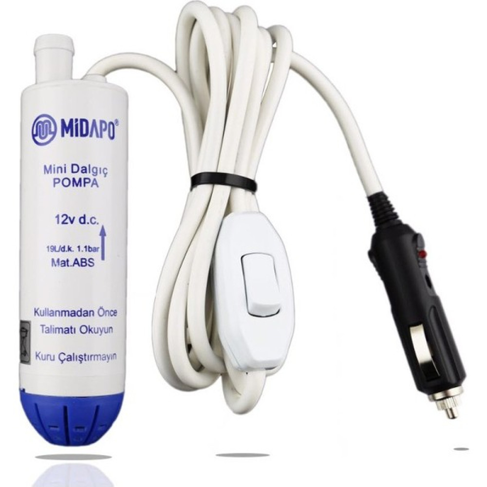 Midapo 12 Volt Mini Dalgıç Pompası Araç Çakmaklı Girişli (Mazot,Su Veya Süt) Su Motoru Fiyatı