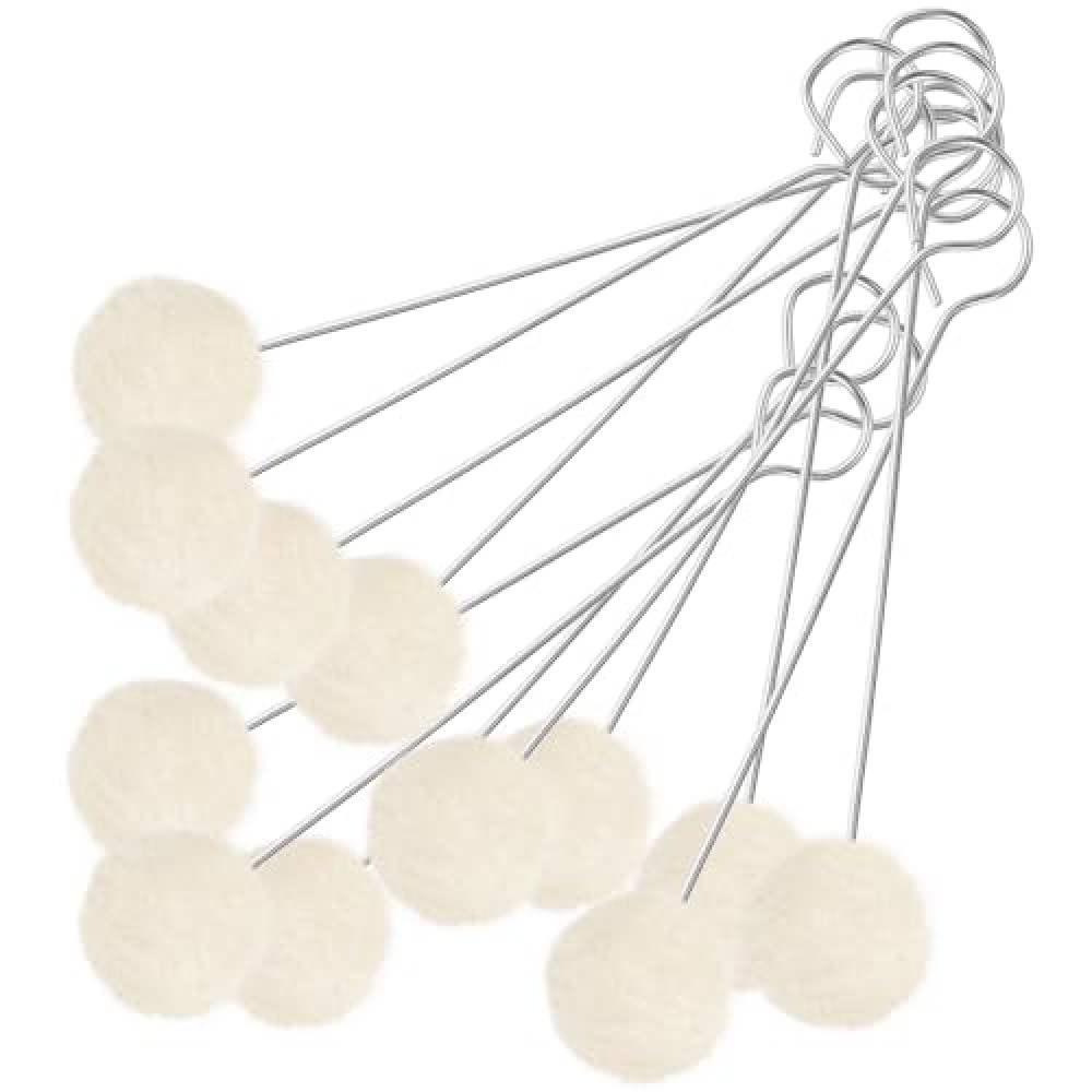 MIDELONG Wool Daubers Ball Brush Leather Dye Tool Wool Balls Dauber Dyeing Applicator with Metal Handle for Dying, Staining, DIY Crafts Projects, Shoe Shine Polish, Pack of 12