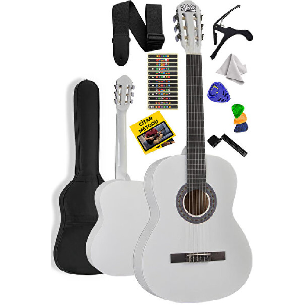 Midex Cg-270Wh Beyaz Renk Klasik Gitar 4/4 Yetişkin Boy Sap Ayarlı Full Set Klasik Gitarlar Fiyatı
