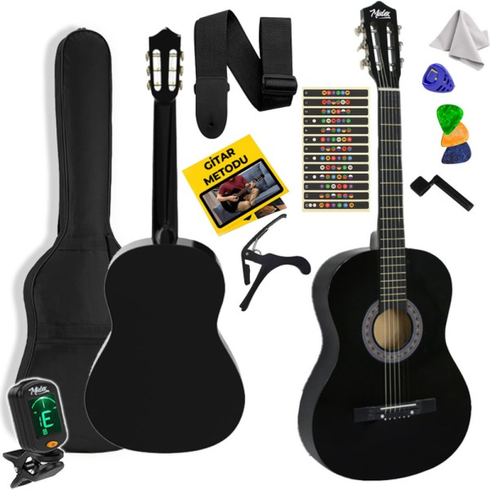 Midex CG-34BK-PAK Kaliteli 34 Inç 1/2 Juniur Çocuk Gitarı 4-8 Yaş Arası (Çanta Tuner Askı Pena Metod) - Siyah Klasik Gitarlar Fiyatı
