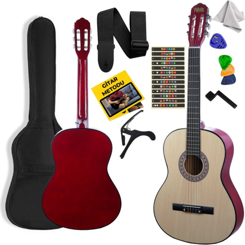 Midex CG-36NT Kaliteli 36 İnç 3/4 Juniur Çocuk Gitarı 8-12 Yaş Arası + Çanta Askı Capo Nota Sticker Pena Metod - Naturel Klasik Gitarlar Fiyatı