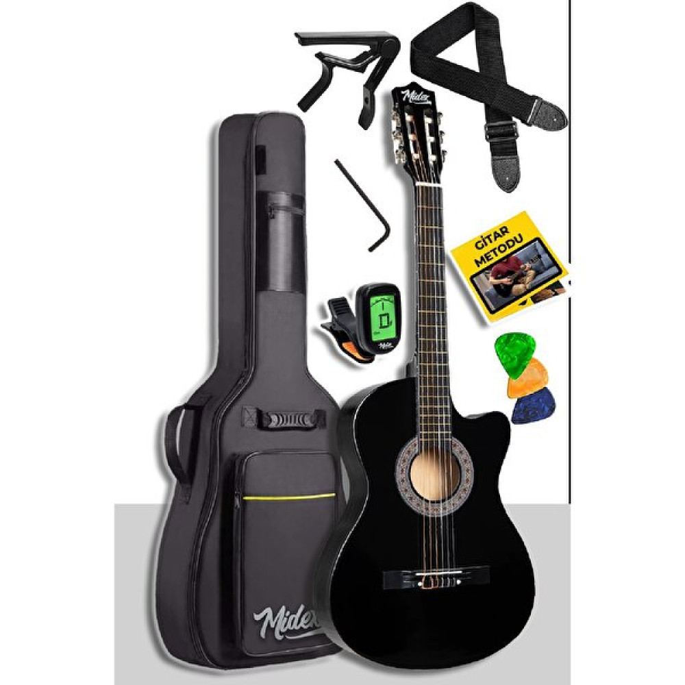 Midex Cg390bk-xbag Siyah Klasik Gitar 4/4 Sap Ayarlı Kesik Kasa Full Set Müzik Aletleri Fiyatı