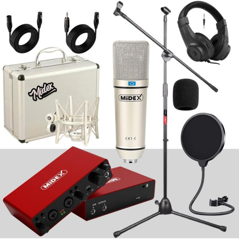 Midex CX1-C Mikrofon + GLX-800 + Kulaklık + MS06 Stand + Shock Mount Pop Filtre Set - Gri Oto Boyaları Fiyatı