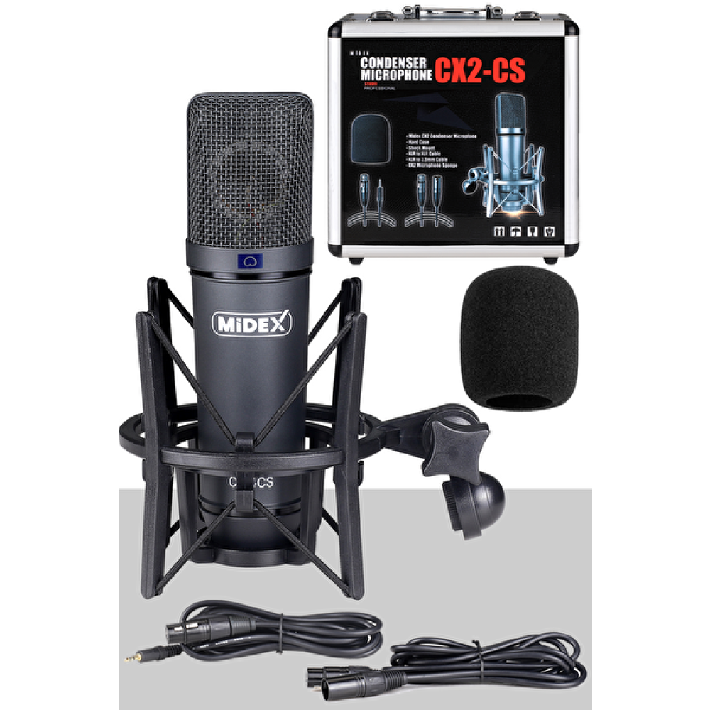 Midex CX2 Yüksek Kaliteli Condenser Stüdyo Geniş Diyafram Ses Kayıt Mikrofon Seti Stüdyo ve Sahne Ekipmanları Fiyatı