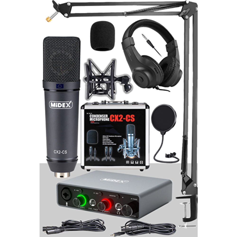 Midex Exclusive Paket-3 CX2 Mikrofon-GLX-700GR Ses Kartı Stüdyo Kayıt Seti Stüdyo ve Sahne Ekipmanları Fiyatı