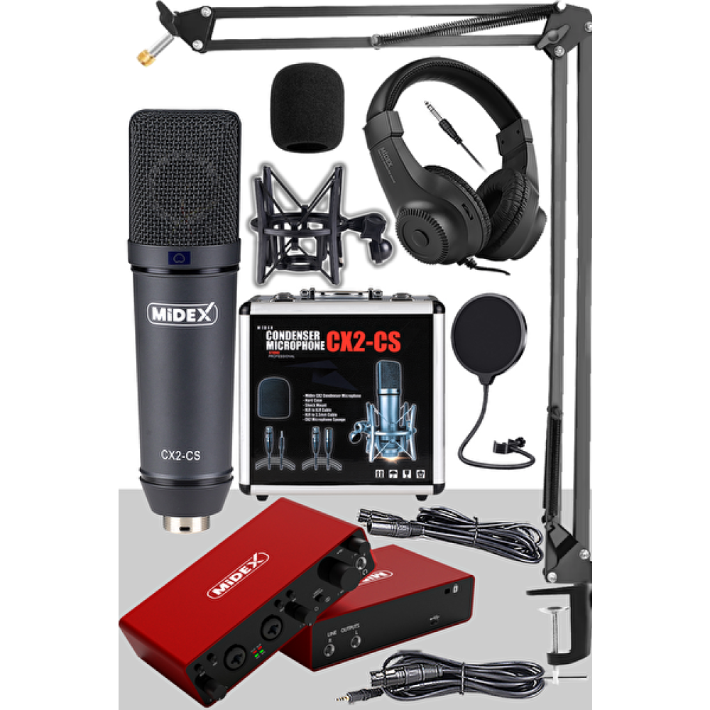 Midex Exclusive Paket-4 CX2 Mikrofon-GLX-800 Ses Kartı Stüdyo Kayıt Seti Stüdyo ve Sahne Ekipmanları Fiyatı