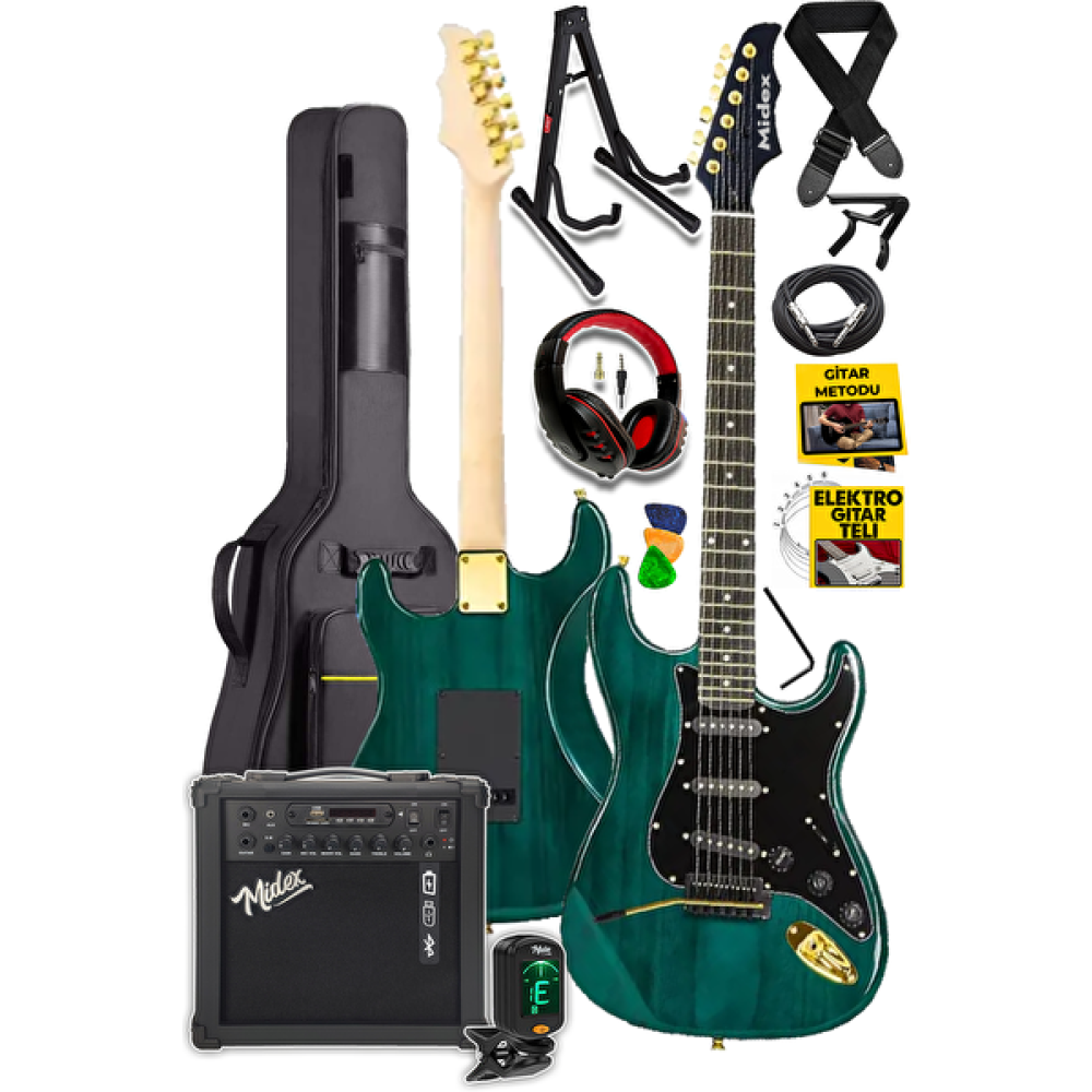 Midex Glc-40Gr-Amp Yeşil Elektro Gitar Seti Elektro Gitarlar Fiyatı