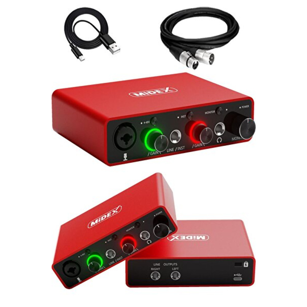Midex Glx-700Rd Üst Segment USB 2 Giriş 2 Çıkış 24 bit/192 kHz Stüdyo Ses Kartı Stüdyo ve Sahne Ekipmanları Fiyatı