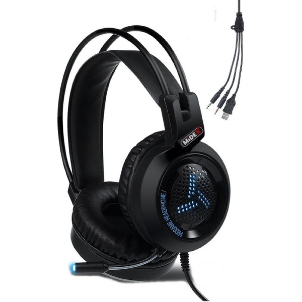 Midex GMR-X100 Mikrofonlu Led Işıklı Stereo Surround Oyuncu Kulaklığı (2x3.5mm Jack + USB) - Siyah Stüdyo ve Sahne Ekipmanları Fiyatı