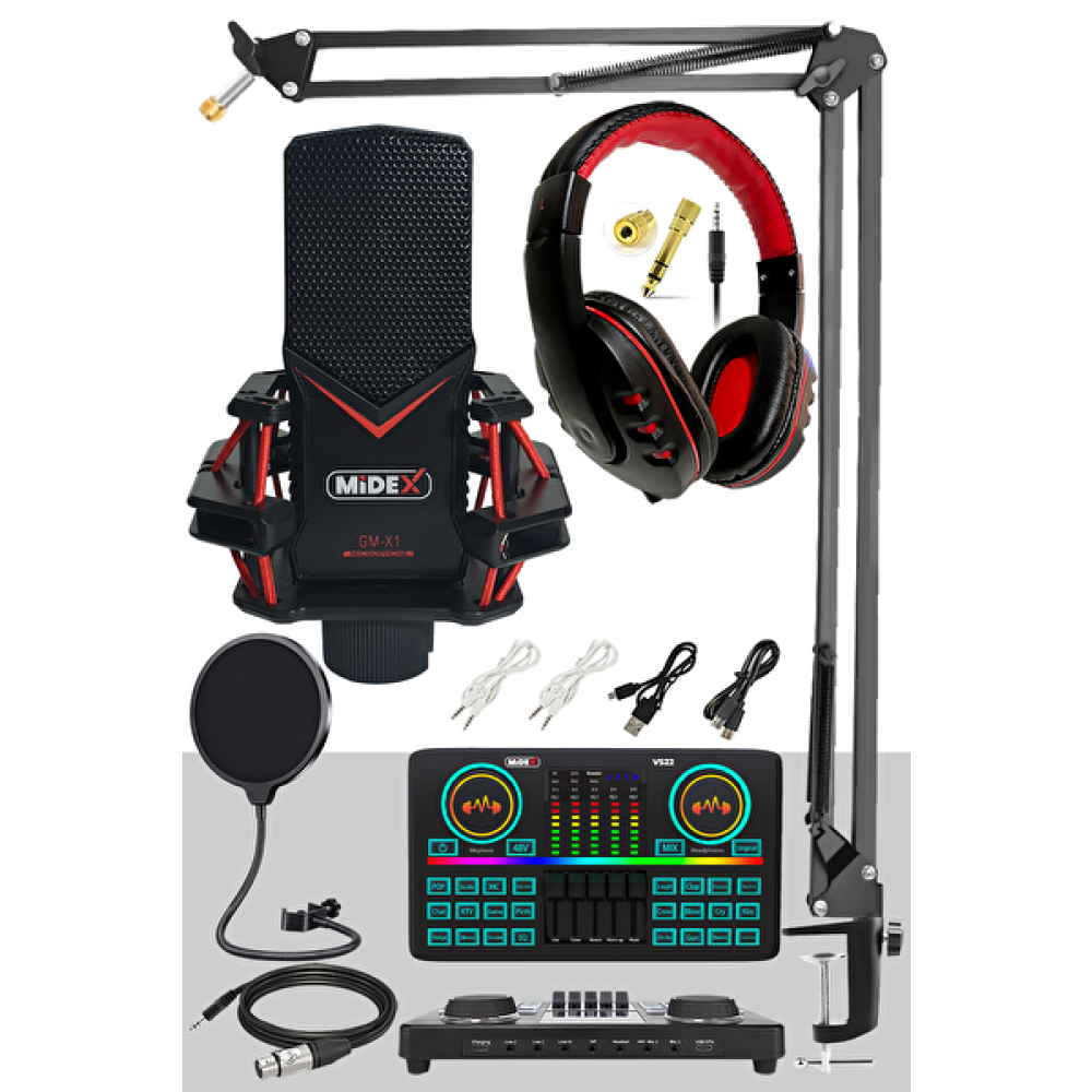 Midex Gmx-1 Effective Set Condenser Mikrofon Ses Kartı Kulaklık Canlı Yayın Paketi Stüdyo ve Sahne Ekipmanları Fiyatı