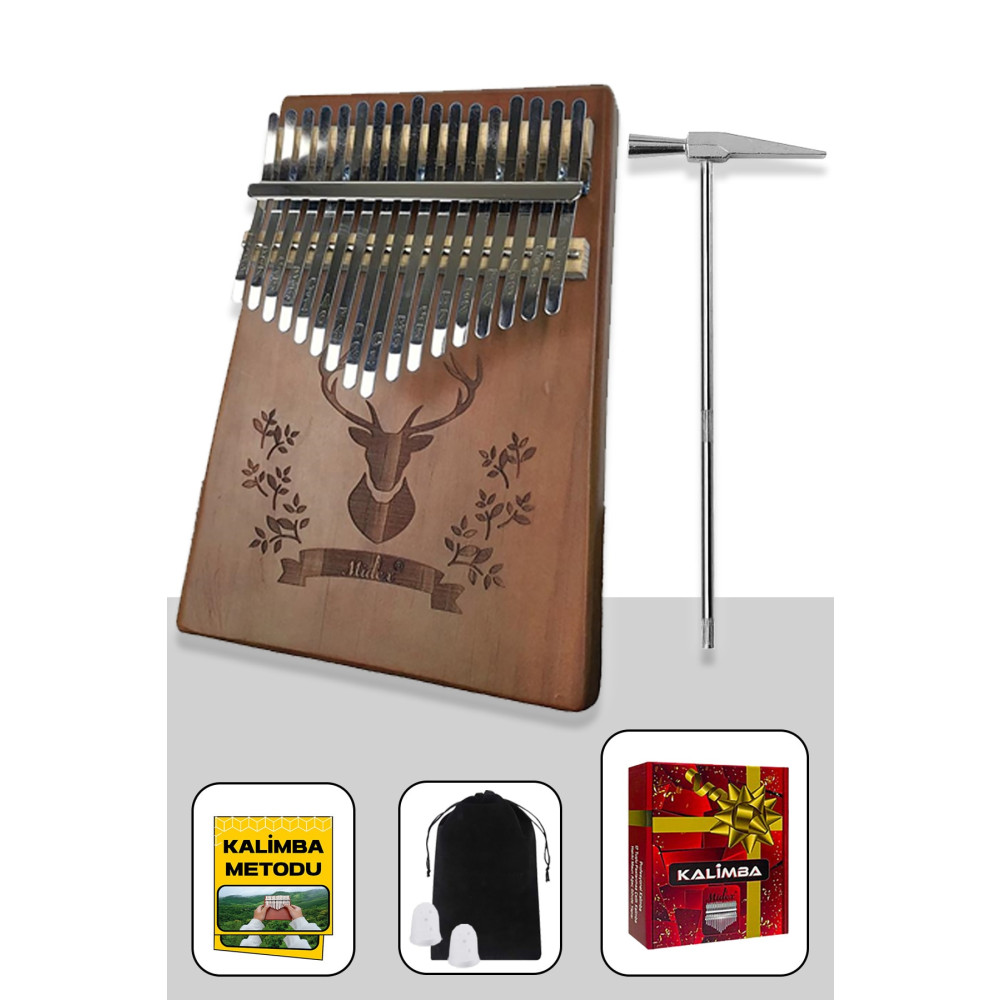 Midex Klx-456 Hakiki Maun Ağacı Kalimba 17 Çelik Tuşlu (TÜRKÇE METOD ÇANTA ÇEKİÇ) Vurmalı Çalgılar Fiyatı