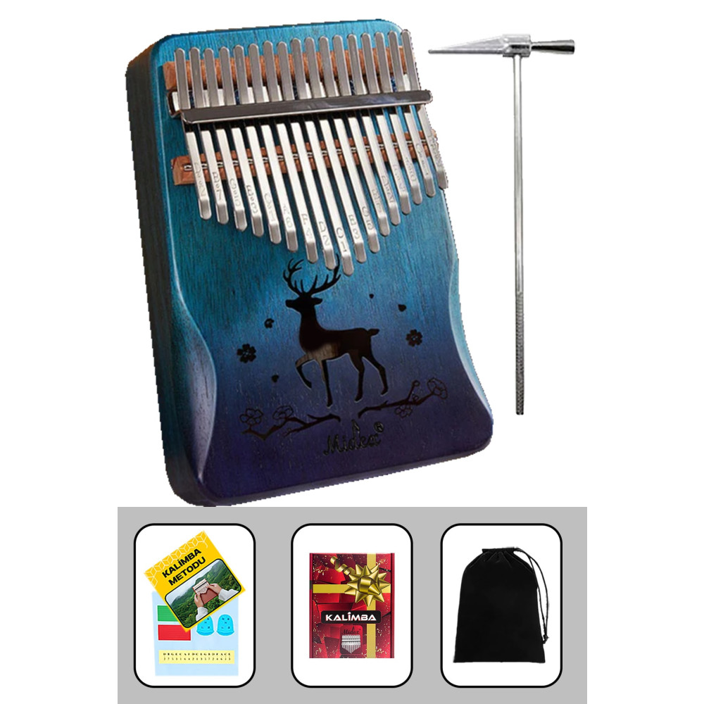 Midex Klx510 Hakiki Ağaç Ahşap Geyik Desenli Kalimba 17 Çelik Tuş Full Set Vurmalı Çalgılar Fiyatı