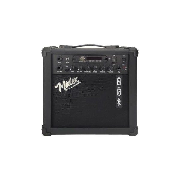 Midex MGA-25BK Elektro Gitar Amfisi 25 Watt USB Bluetooth Şarjlı 2 Girişli Klasik Gitarlar Fiyatı