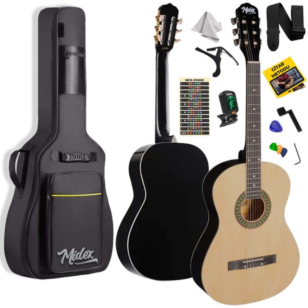 Midex MGX-150 Klasik Gitar Sap Ayarlı Doğal Ahşap Gül Klavye 4/4 Yetişkin - Maun Klasik Gitarlar Fiyatı
