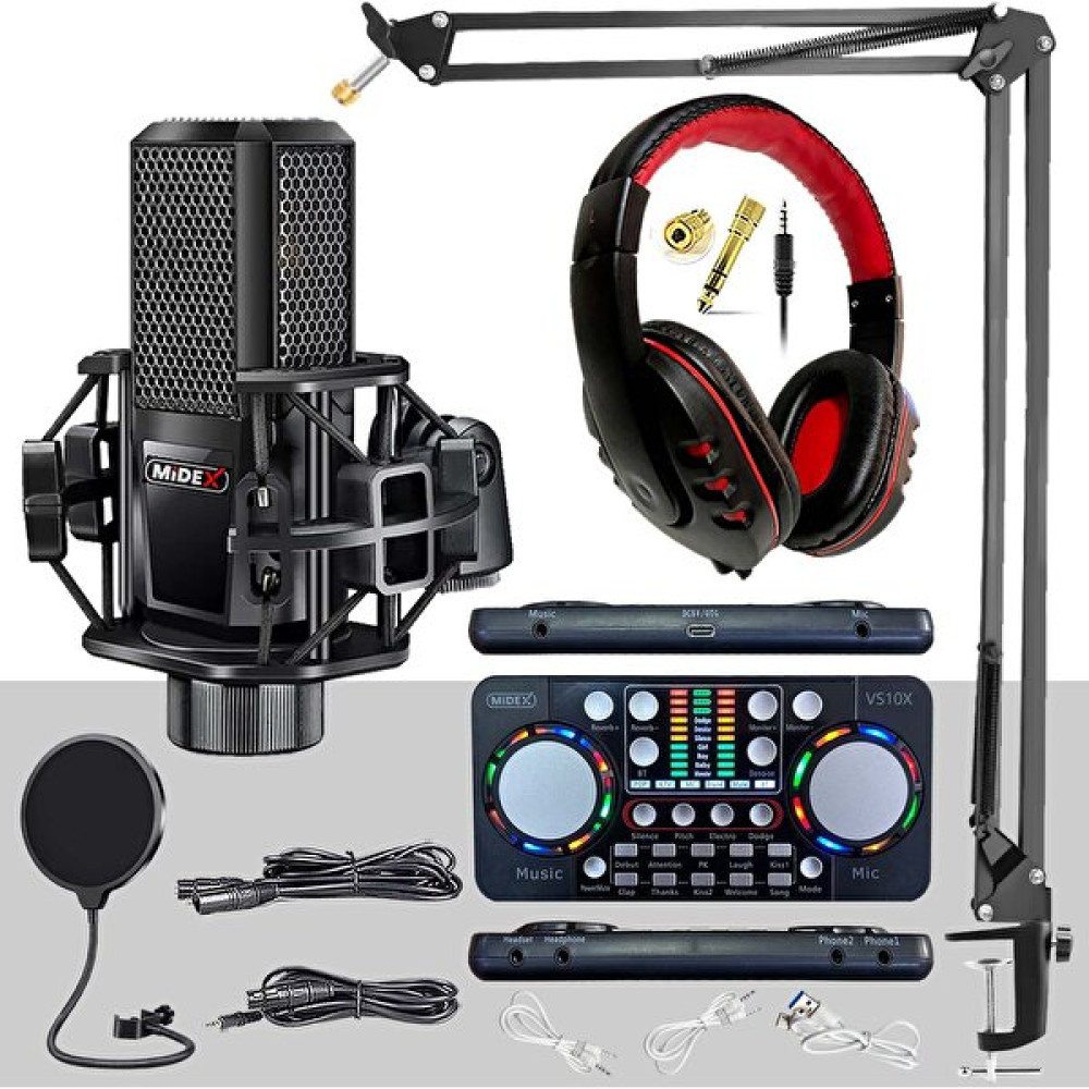 Midex MX-2020 Persuasive Paket-2 Stüdyo Mikrofon Ses Kartı Kulaklık Stand Stüdyo ve Sahne Ekipmanları Fiyatı