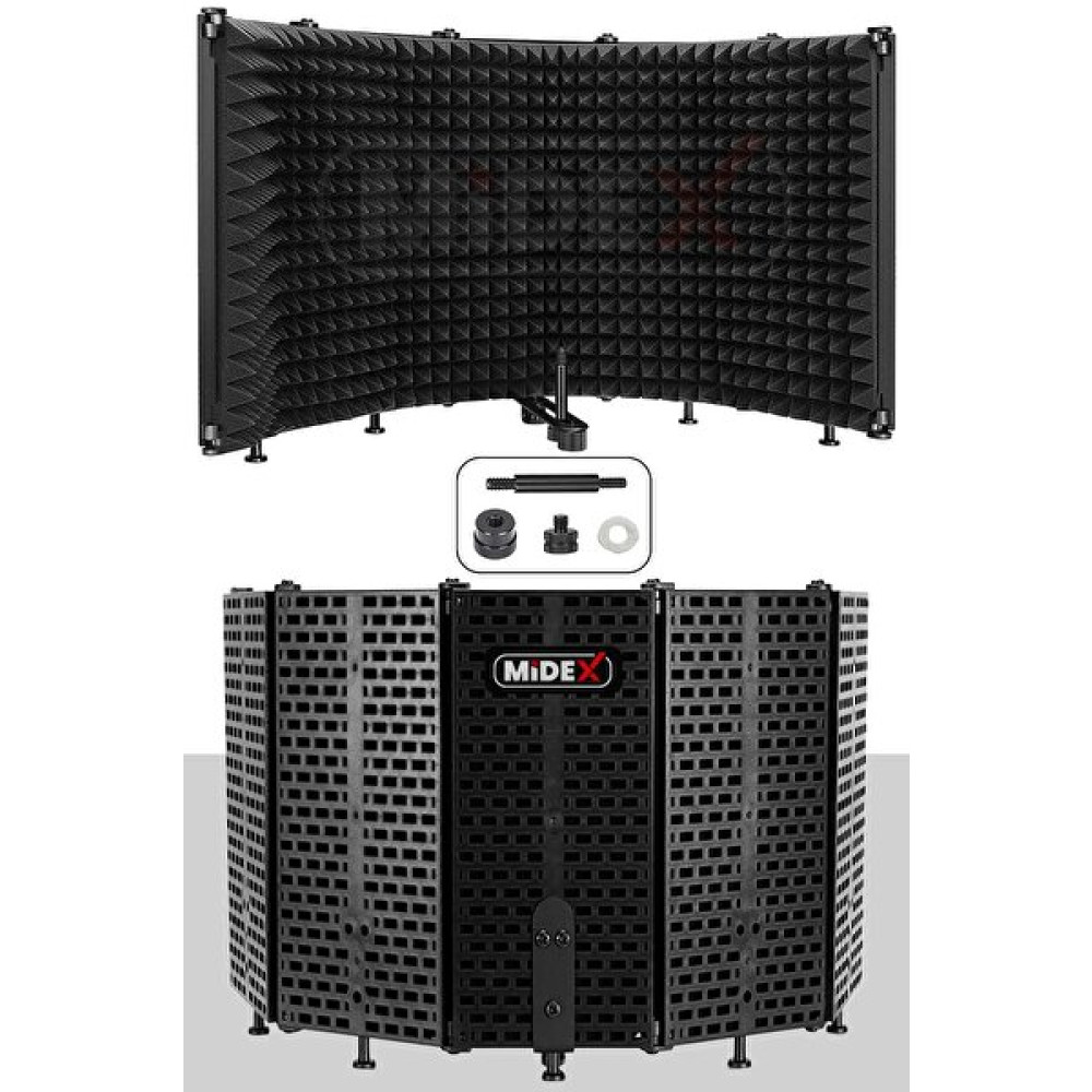 Midex Pf-43 69x26 CM 5 Bölümlü Ayaklı Mikrofon Ses Yalıtım İzolasyon Paneli Stüdyo ve Sahne Ekipmanları Fiyatı