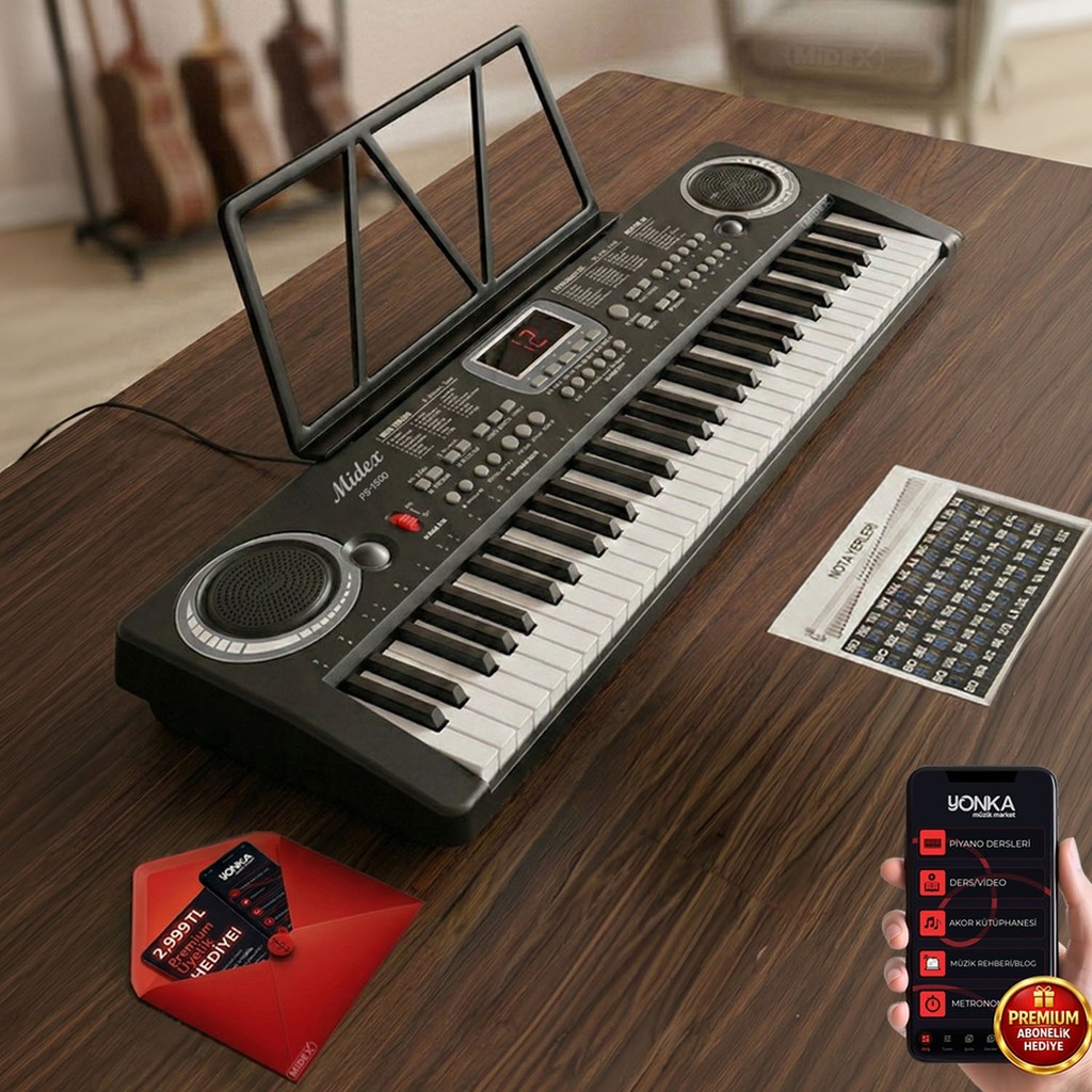 Midex PS-1500BK 61 Tuşlu Org Siyah Renkli Başlangıç İçin 100 Ses 100 Ritim Özellikli Orglar Fiyatı