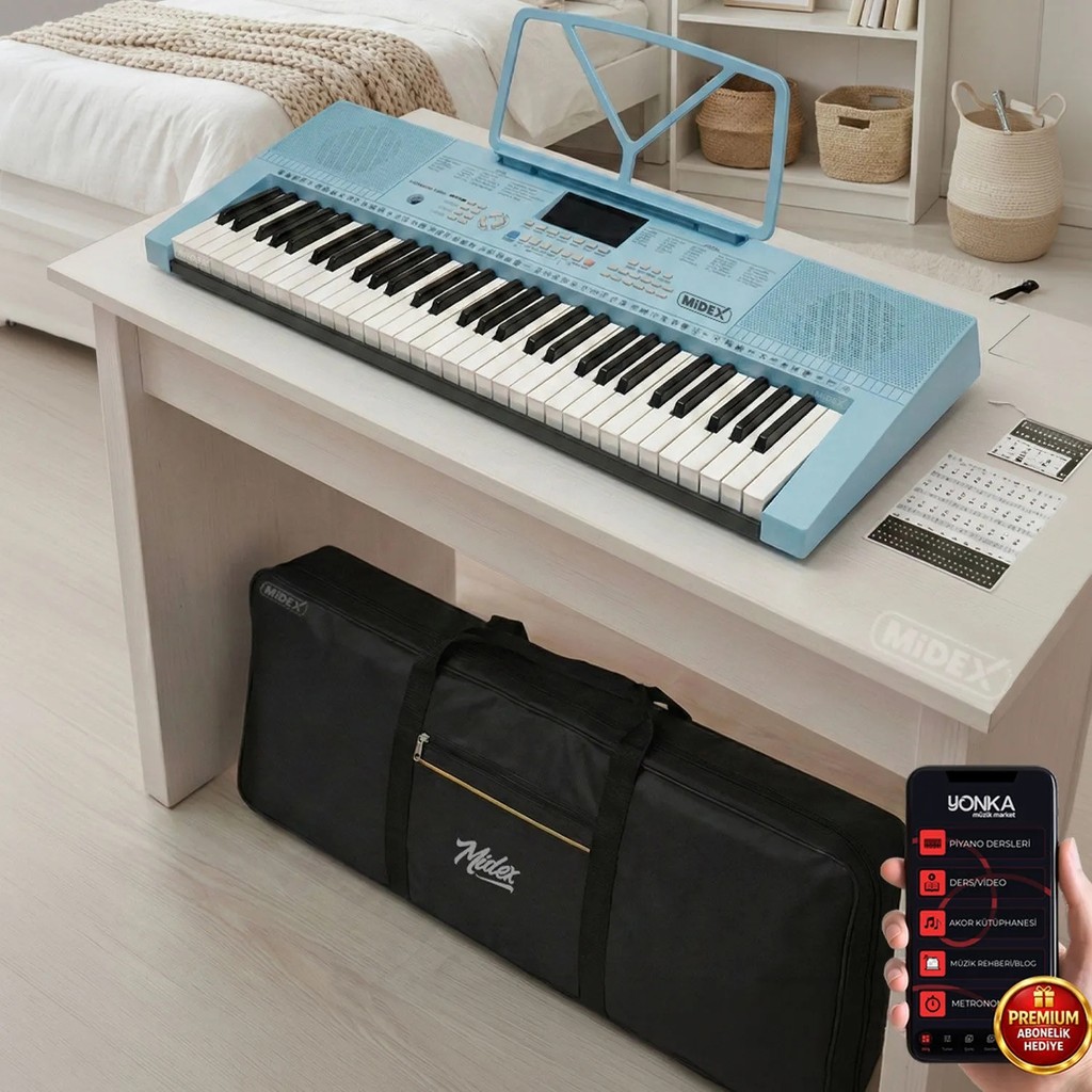 Midex PS-2300BL 61 Tuşlu Org Seti Mavi Kaliteli Başlangıç İçin Uygun - Renk Orglar Fiyatı