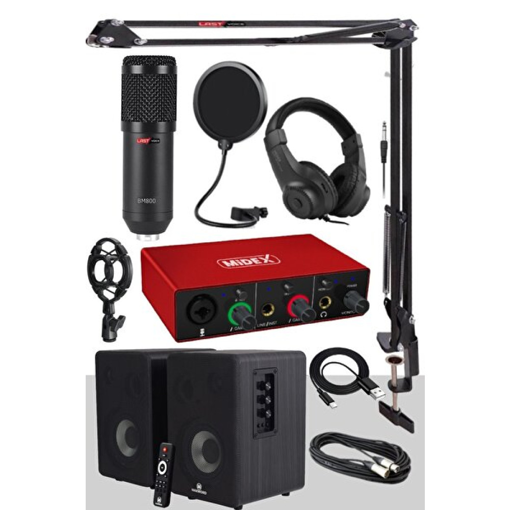 Midex Referans Paket-1 Maxword Monitör Ses Kartı Bm800 Mikrofon Stand Stüdyo ve Sahne Ekipmanları Fiyatı
