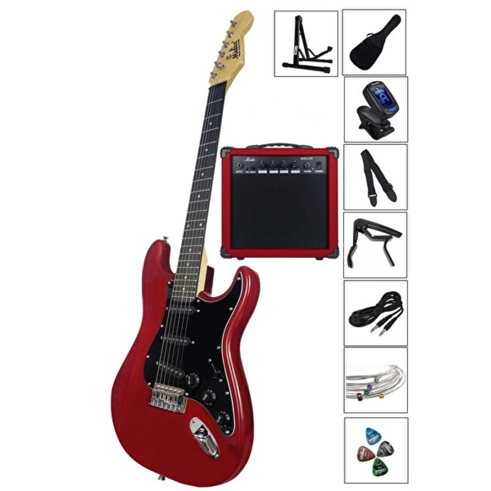 Midex Rph20-Amp 20 Watt Gainli Amfi Kırmızı Elektro Gitar Seti Elektro Gitarlar Fiyatı