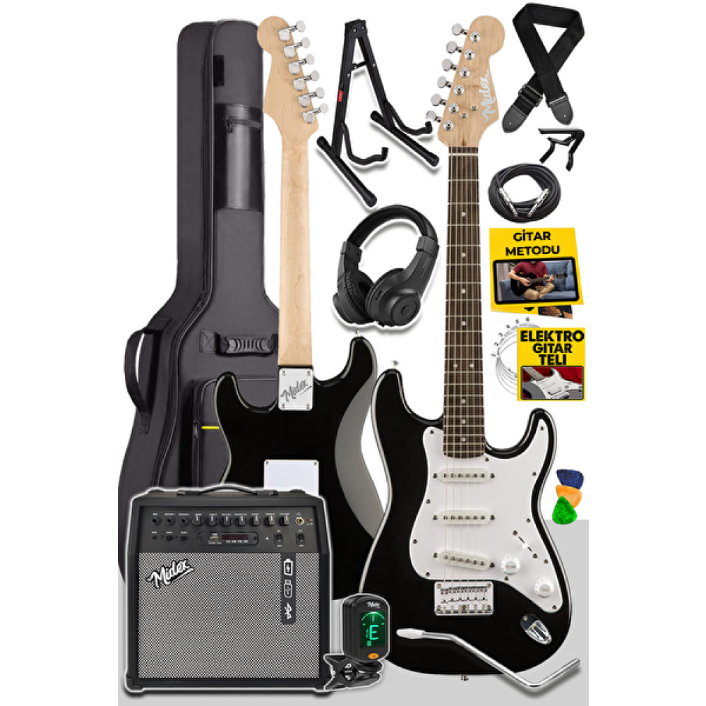 Midex Rph30Wh-50Amp 50 W Bluetooth Şarjlı Amfi Kulaklık Full Elektro Gitar Seti Elektro Gitarlar Fiyatı