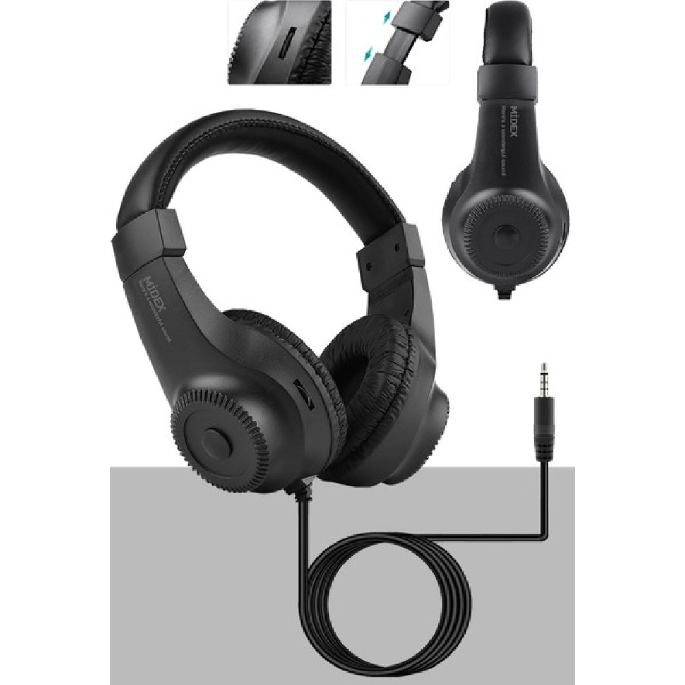 Midex RS-10 Stereo Kulaklık 50mm Sürücü 32 Ohm Çok Amaçlı Stüdyo Referans Dinleme DJ - Siyah Stüdyo ve Sahne Ekipmanları Fiyatı