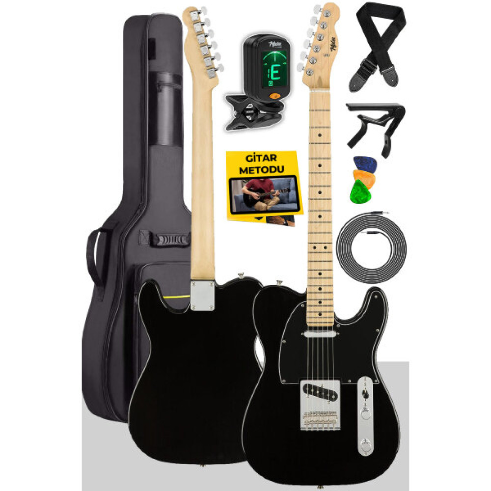 Midex Telecaster Black SS Elektro Gitar Full Set Elektro Gitarlar Fiyatı