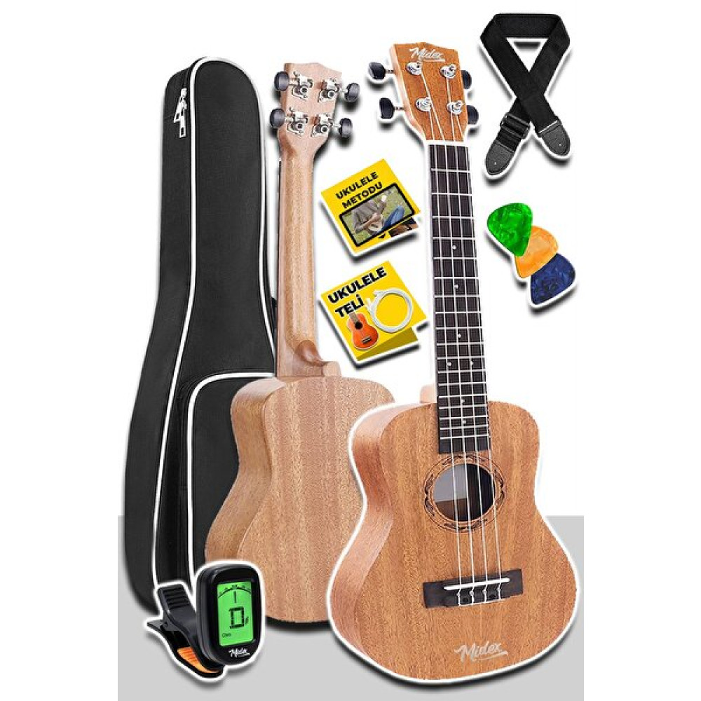 Midex Tn-26M Hakiki Ağaç Tenör Ukulele Set (Çanta Tuner Askı Metod Yedek Tel) Telli Çalgılar Fiyatı