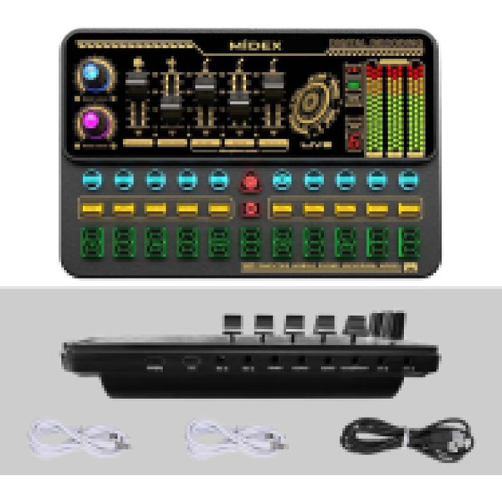 Midex VS11 Üst Seviye Stüdyo Kayıt Canlı Yayın Bluetooth ve Şarjlı Ses Kartı Efektli Radyo Mikseri (Telefon ve Pc Podcast) Stüdyo ve Sahne Ekipmanları Fiyatı
