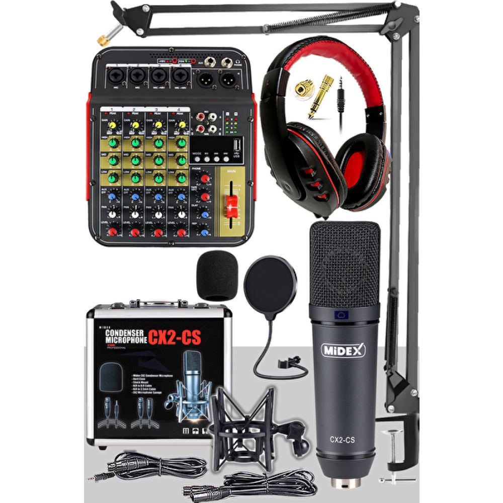 Midex Wizard Paket-2 CX2 Stüdyo Mikrofon MDX-04FXU-Stüdyo Kayıt Mikseri-Kulaklık Ekipman Seti Stüdyo ve Sahne Ekipmanları Fiyatı