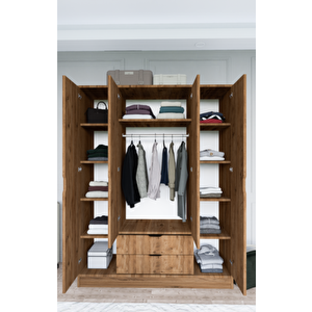 Midoser 140 Cm Çam 4 Kapaklı 2 Çekmeceli Gardırop Gardrop & Dolap Fiyatı