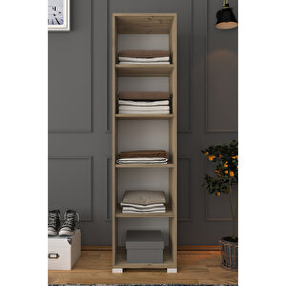 Midoser 40 Cm Açık Ceviz-beyaz 5 Raflı Kiler Tek Kapılı Banyo Ve Elbise Dolabı - Gardırop Gardrop & Dolap Fiyatı