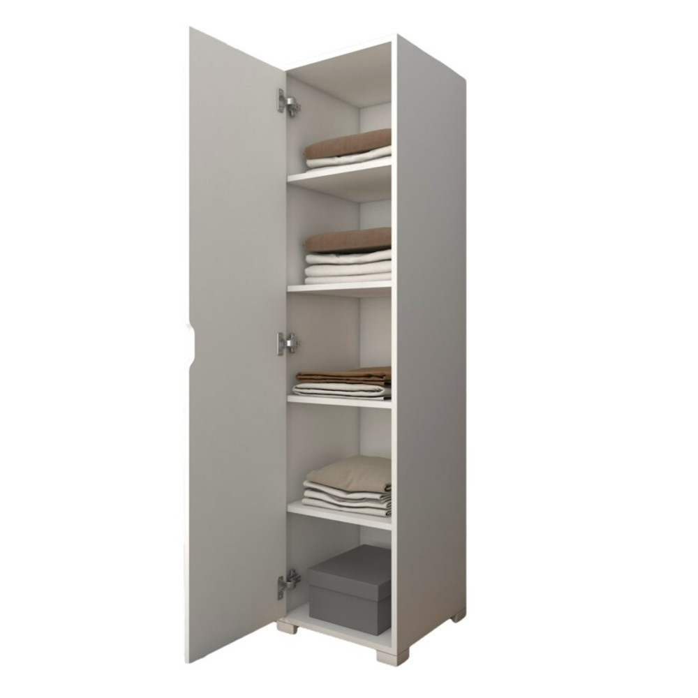 midoser 40 Cm Mat Beyaz 5 Raflı Kiler Tek Kapılı Banyo Ve Elbise Dolabı - Gardırop 180 - 195 cm Beden Gardrop & Dolap Fiyatı