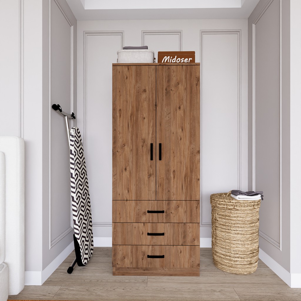 Midoser Easy Atlantik Çam 2 Kapılı 3 Çekmeceli Gardırop Gardrop & Dolap Fiyatı
