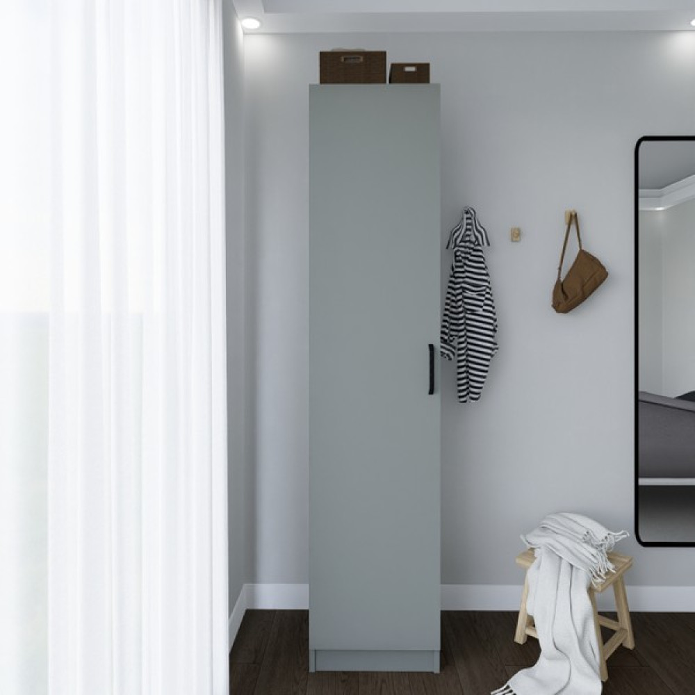 Midoser Modüler Mobilya Yaman Luna Tek Kapaklı 4 Raflı Çok Amaçlı Mutfak Kiler ve Banyo Dolabı - Gri Gardrop & Dolap Fiyatı