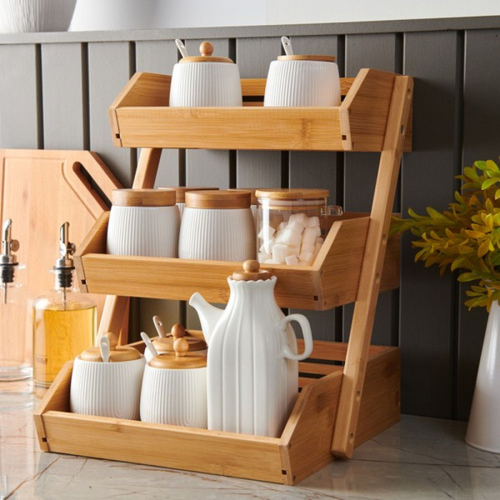 Mien Bambu 3 Katlı Ayaklı Sebzelik - Bambu - 30 X 42 cm Saklama Kapları Fiyatı