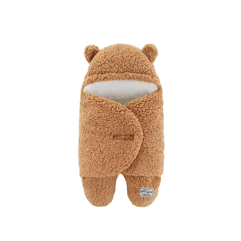 migie 4-7 Ay Bebek Dış Kundak Uyku Tulumu Kıvırcık Wellsoft Peluş Kapuçino Bebek Battaniyesi Fiyatı