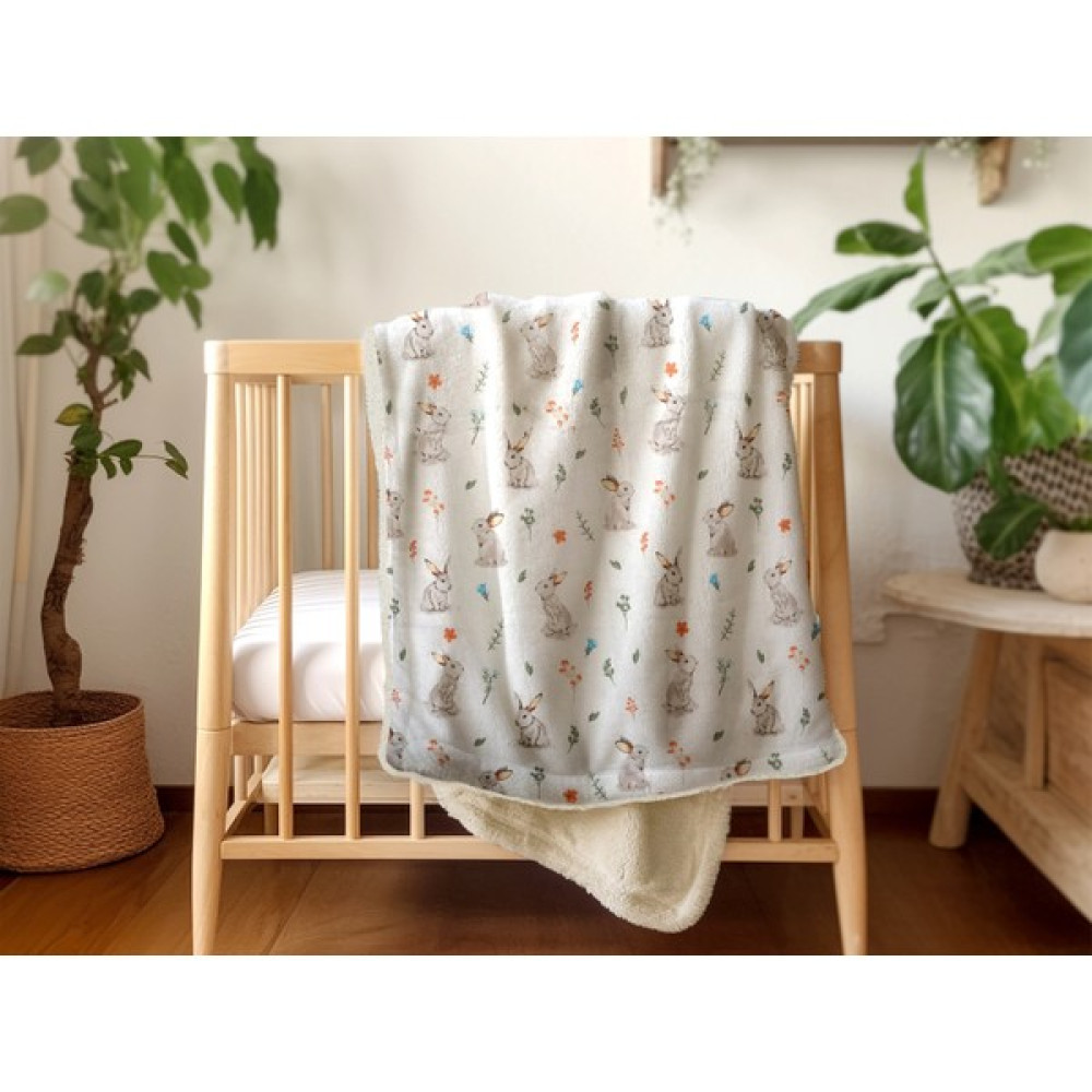 Migie Tavşan ve Çiçekler Wellsoft Peluş Bebek Battaniyesi/yorganı 80 x 100CM - Antrasit Bebek Battaniyesi Fiyatı