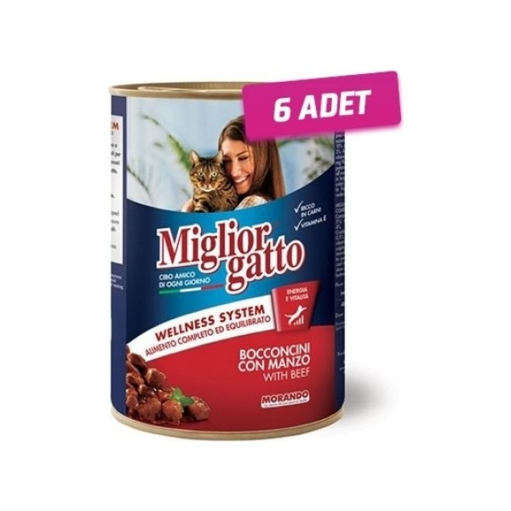 Miglior 6 Adet - Miglior Biftekli Yetişkin Kedi Konservesi 405 gr Evcil Hayvan Ürünleri Fiyatı