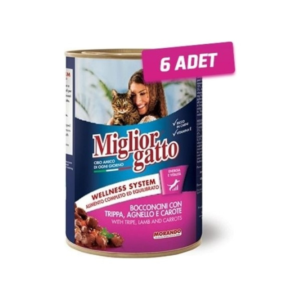 Miglior 6 Adet - Miglior Kuzu ve Işkembe Havuçlu Yetişkin Kedi Konservesi 405 gr Evcil Hayvan Ürünleri Fiyatı