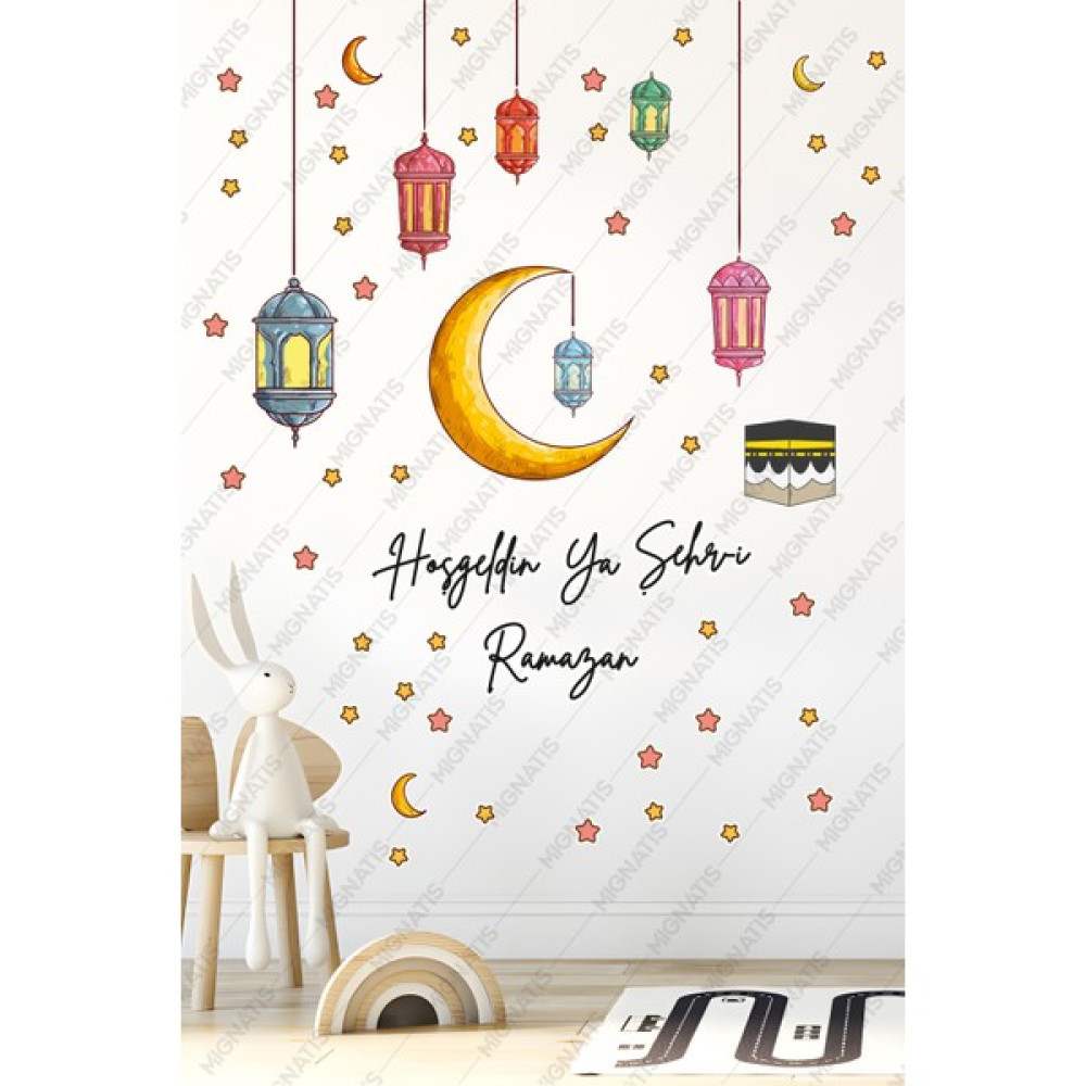 Mıgnatıs Hoşgeldin Ramazan Sticker Seti - Ramazan Ayı Temalı Cam Duvar Süsleri Çocuk Odası, Bebek Odası Duvar Sticker Fiyatı