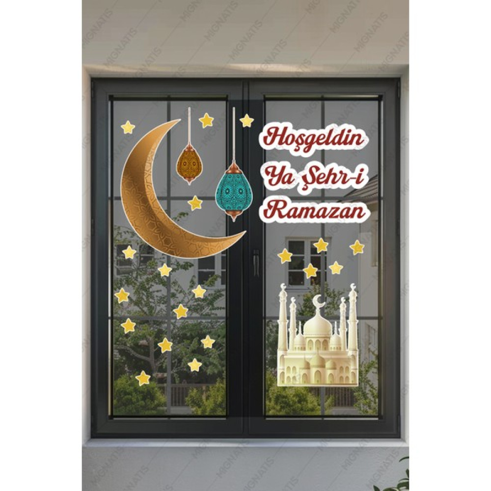 Mıgnatıs Hoşgeldin Ya Şehr-I Ramazan Cami Hilal Ramazan Ayı Temalı Sticker Seti Cam Duvar Süsleri Çocuk Odası Sticker Fiyatı
