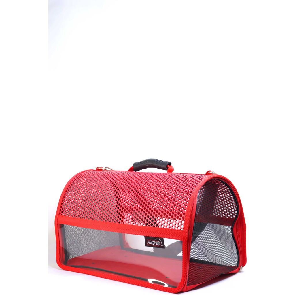 Migno Flybag Voyager Fileli-Şeffaf Model Kedi Köpek Taşıma Çantaları - Kırmızı - 46 x 30 x 27 cm Evcil Hayvan Ürünleri Fiyatı