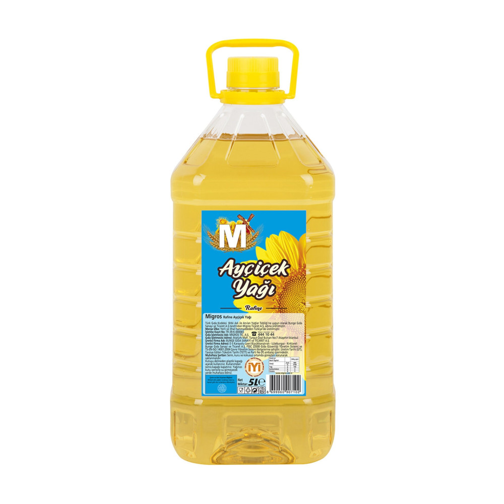 Migros Ayçiçek Yağı 5 lt Köşeli Pet Şişe Sıvı Yağ ve Zeytinyağı Fiyatı